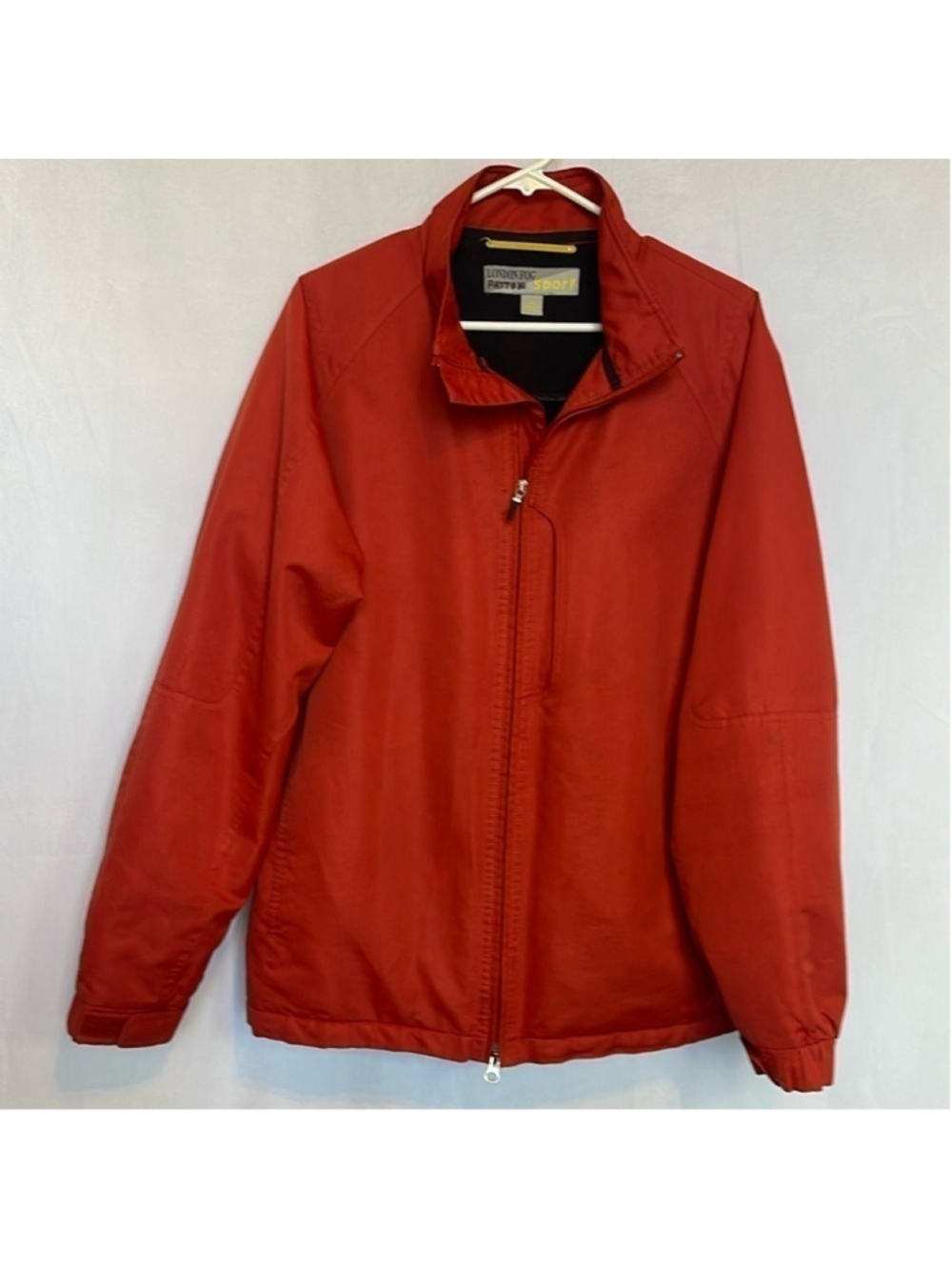 London Fog Sport Men’s Raincoat Size L Waterproof Full Zip Orange Fleece Lined
